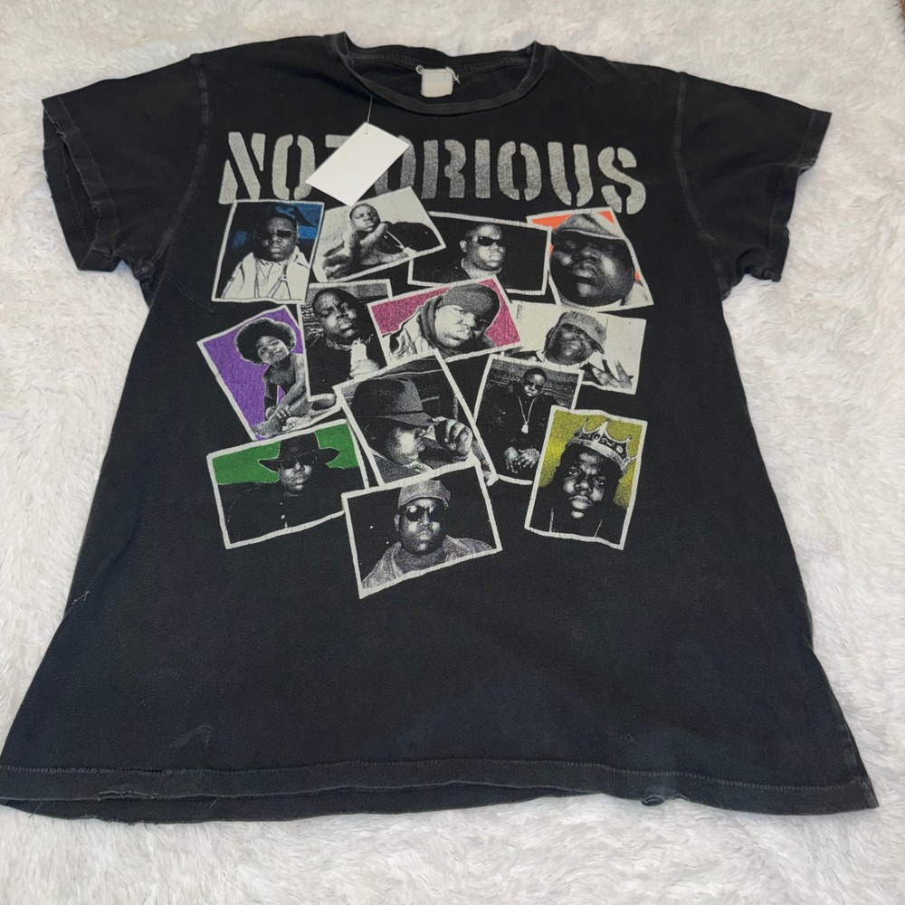 Madeworn Notorious BIG Graphic T-Shirt Mens M Black Excellent Distressed Rap Tee